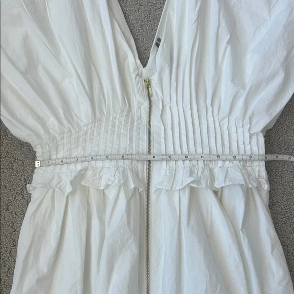 Anthropologie V-Neck Zip-Front Midi Dress White Cotton Dress Women’s Size M NEW - Picture 8 of 12